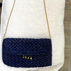 Vintage Rodo Italy Crossbody - blue weave with gold accent
